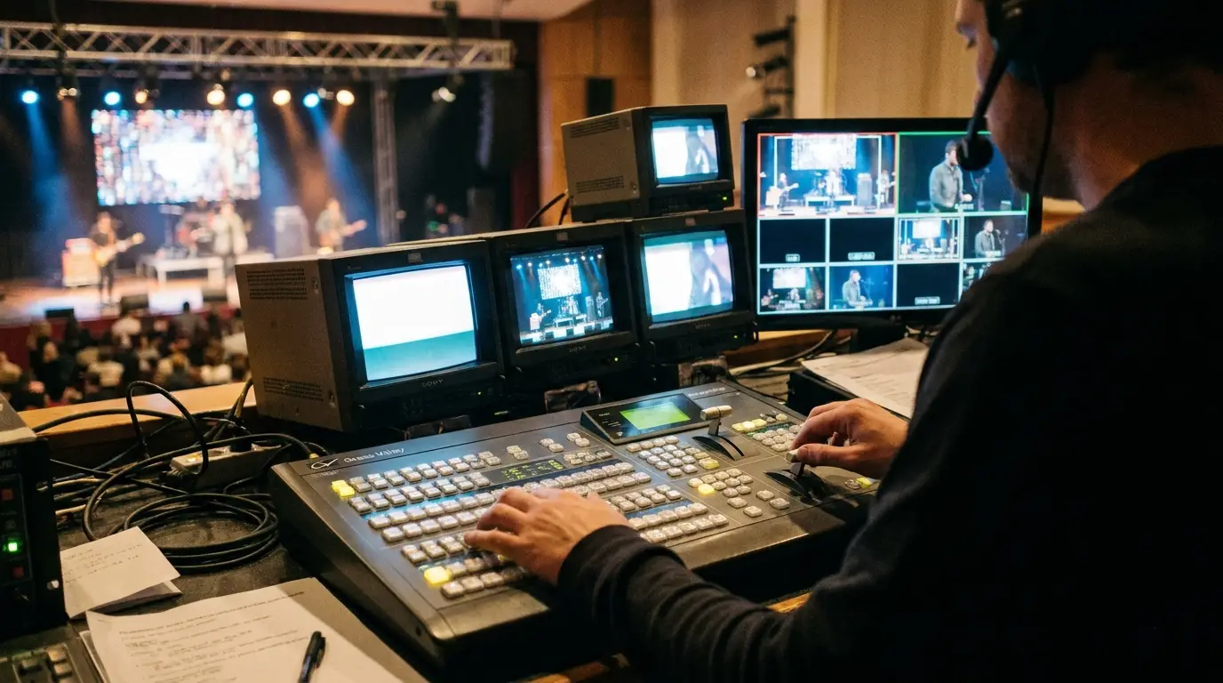 Live event streaming production with multi-camera switcher