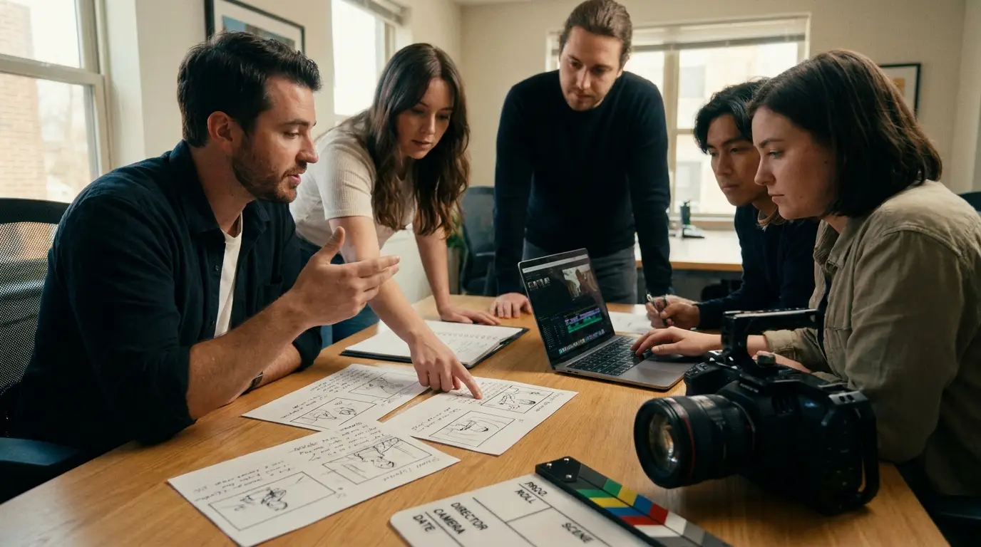MediaMarvels creative team planning a video production project