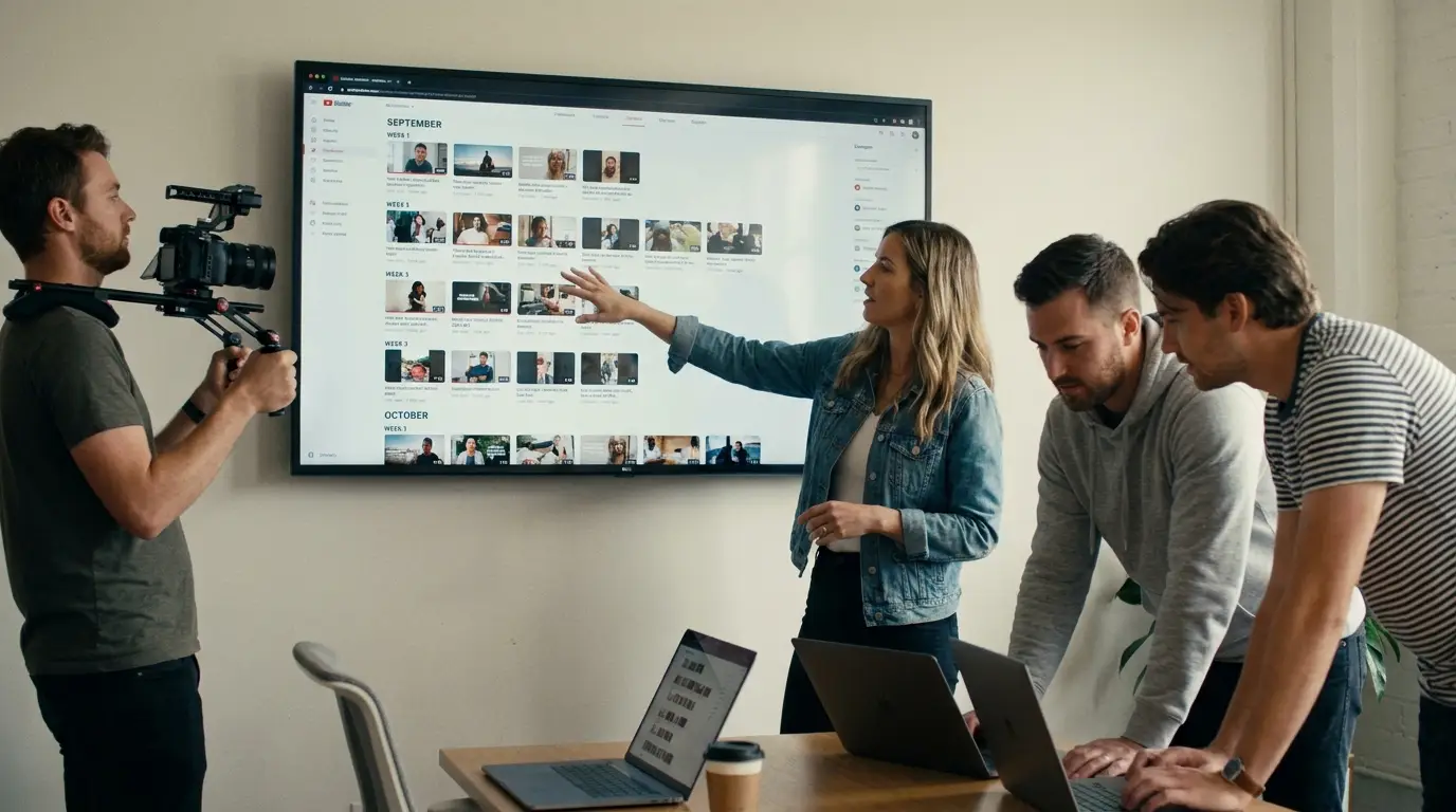 MediaMarvels creative team managing an ongoing monthly content calendar
