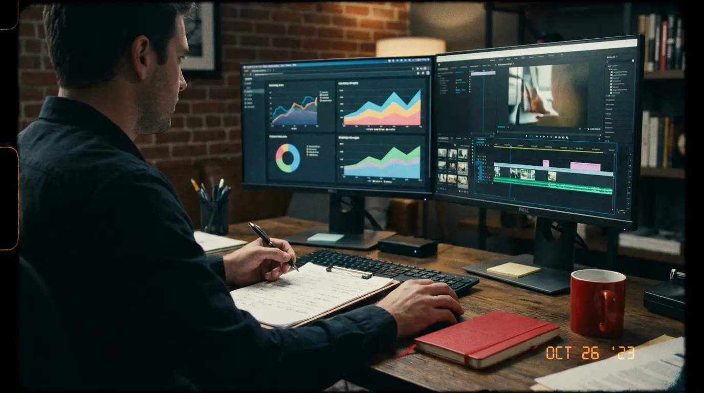 Creative professional aligning brand strategy with video content