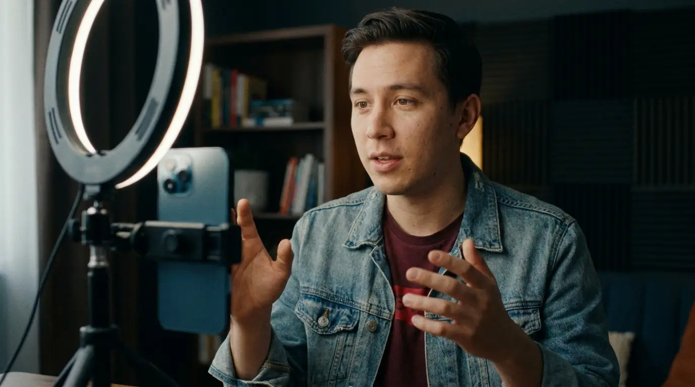 Creator filming a vertical social media video