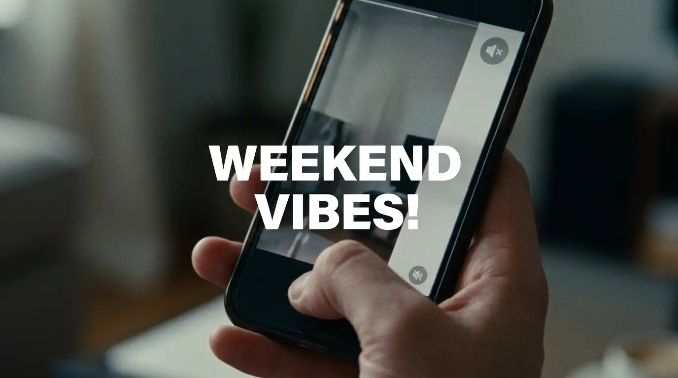 Smartphone showing a vertical video with bold on-screen captions